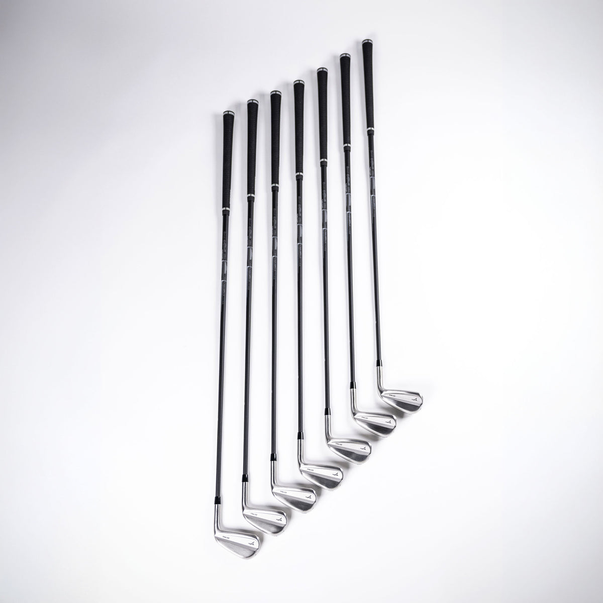 Takomo 201 MKII Golf Iron Set assembled with Denali shafts photographed on a white background.