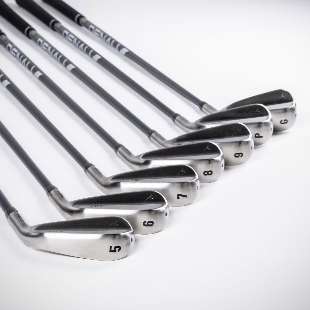 Close-up of Takomo 101 MKII Golf Iron Set on a white background.