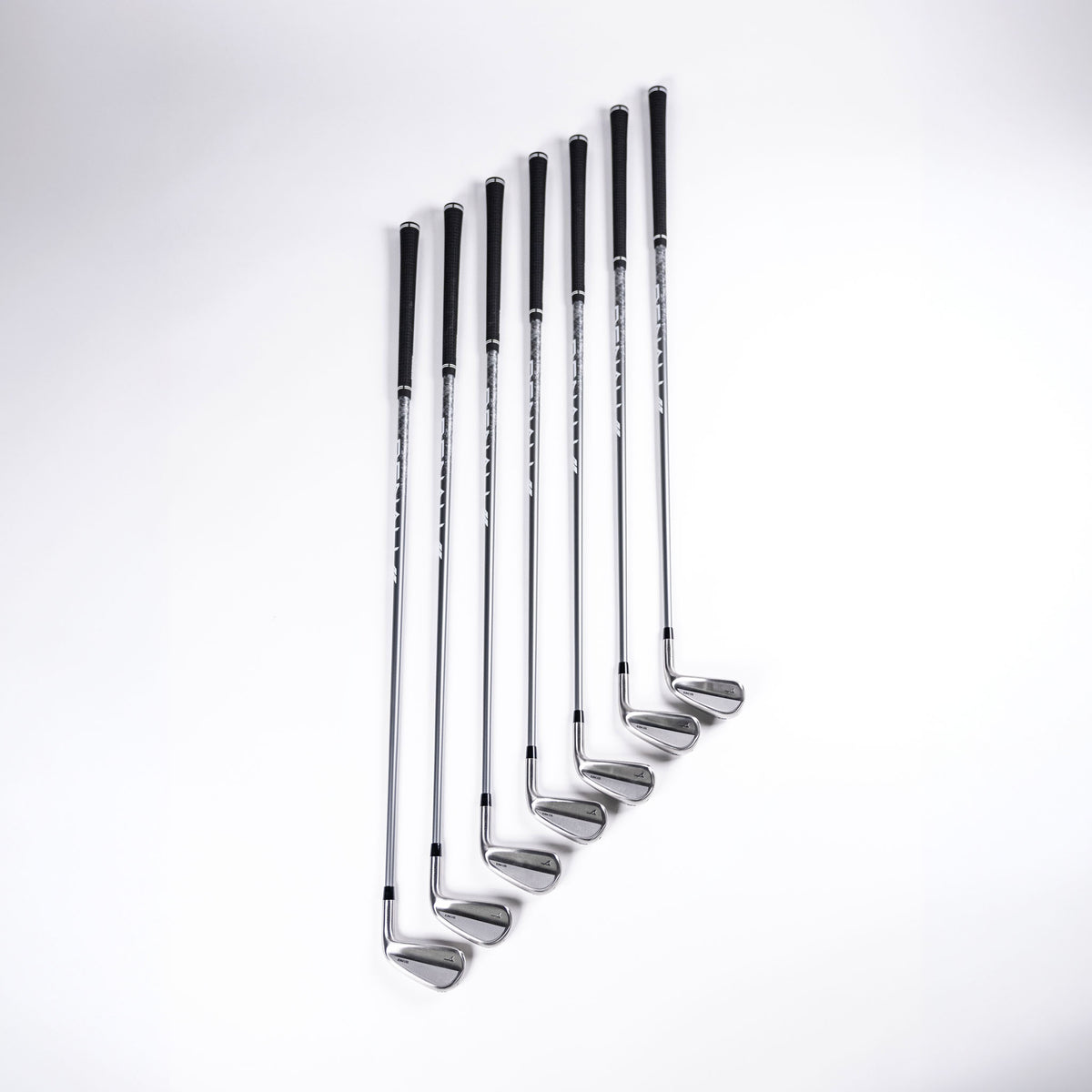 Takomo 101 MKII Golf Iron Set assembled with Denali shafts photographed on a white background.