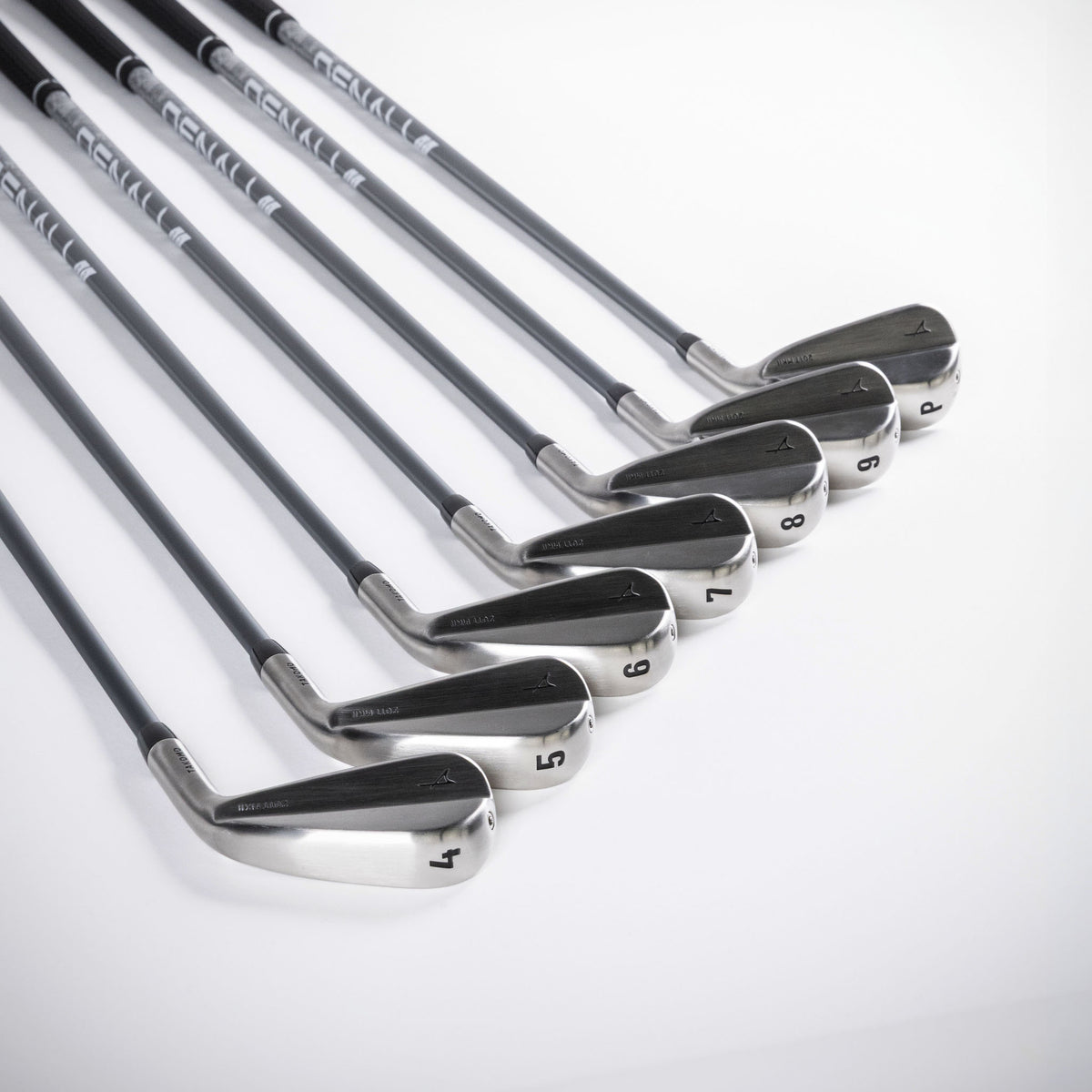 Close-up of Takomo 201T MKII Golf Iron Set on a white background.