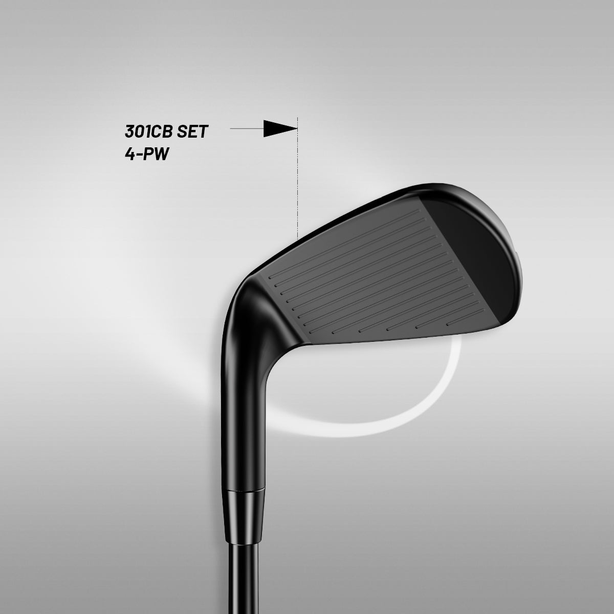 Iron 301 CB limited edition club head with 'Standard Set' text on a gray background