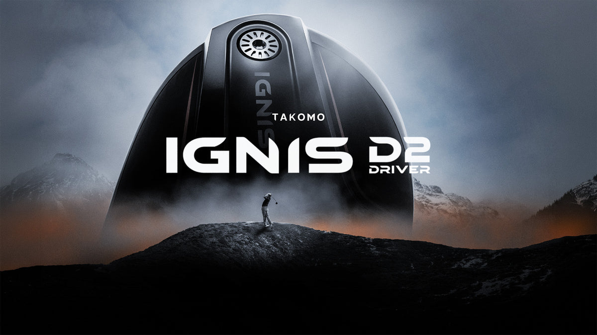 Takomo IGNIS D2 Driver hero graphic with a mountain theme